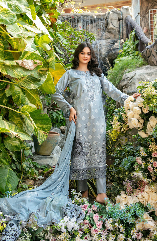 Zindagi by Tawakkal Fabrics Embroidered Lawn Unstitched 3 Piece Suit - D-2658 - TF26ZND - Blue - Summer Collection
