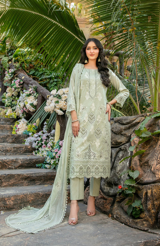Zindagi by Tawakkal Fabrics Embroidered Lawn Unstitched 3 Piece Suit - D-2657 - TF26ZND - Green - Summer Collection