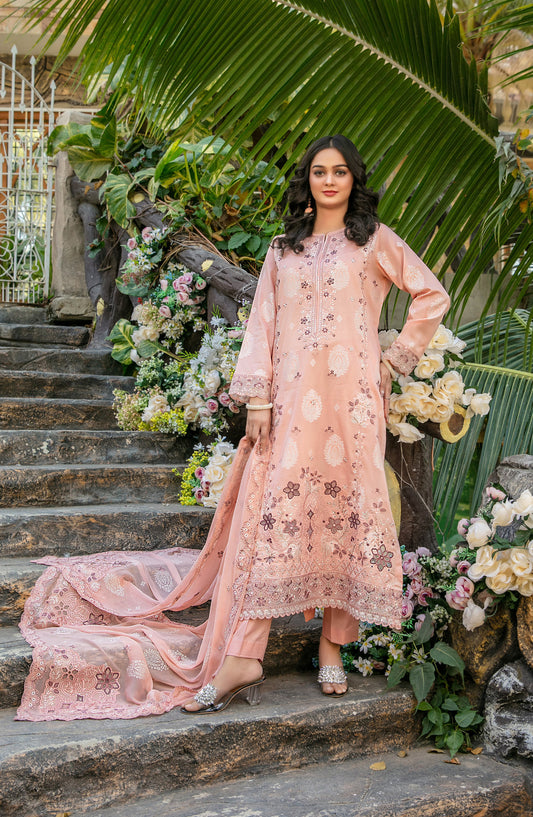 Zindagi by Tawakkal Fabrics Embroidered Lawn Unstitched 3 Piece Suit - D-2654 - TF26ZND - Pink - Summer Collection