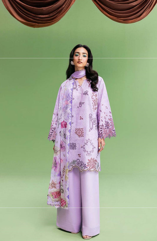 Zync by Florent Embroidered Lawn Unstitched 3 Piece Suit - FZ-1A - FL26NC - Purple - Summer Collection