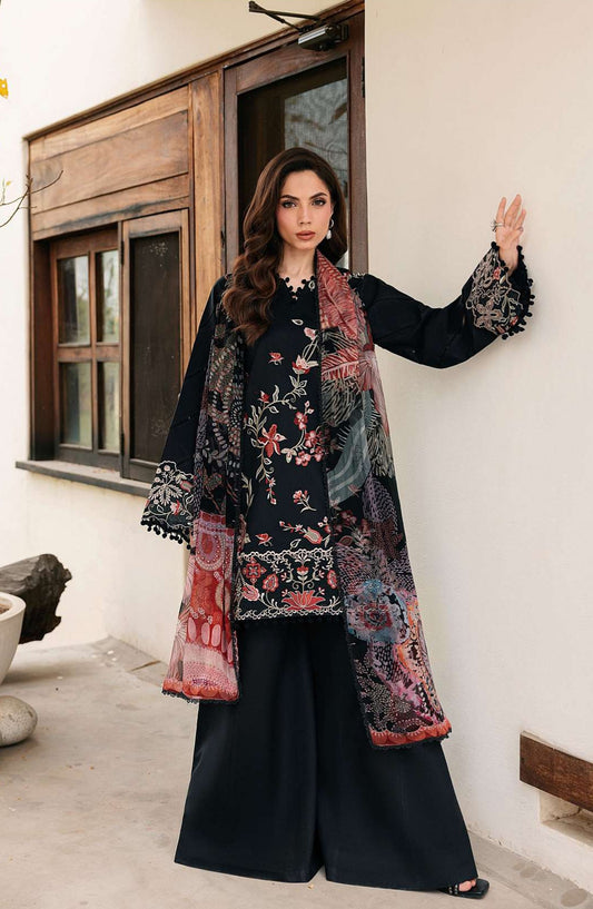 Zync by Florent Embroidered Lawn Unstitched 3 Piece Suit - FZ-1B - FL26FCZ - Black - Summer Collection