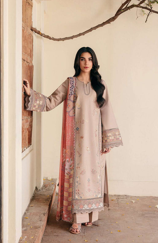 Zync by Florent Embroidered Lawn Unstitched 3 Piece Suit - FZ-4B - FL26FCZ - Beige - Summer Collection