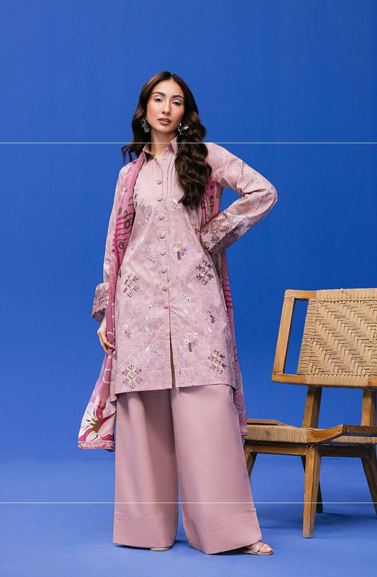 Zync by Florent Embroidered Lawn Unstitched 3 Piece Suit - FZ-5A - FL26NC - Pink - Summer Collection
