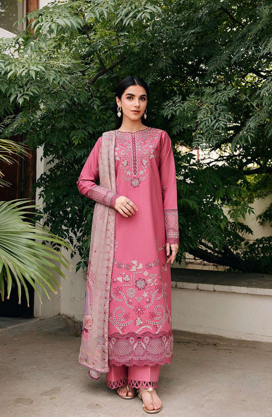 Zync by Florent Embroidered Lawn Unstitched 3 Piece Suit - FZ-5B - FL26FCZ - Pink - Summer Collection