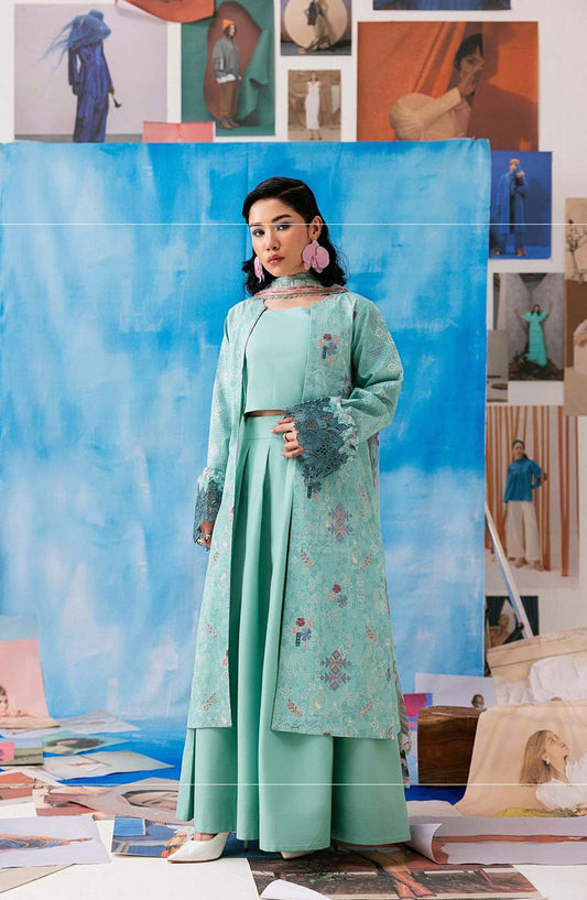 Zync by Florent Embroidered Lawn Unstitched 3 Piece Suit - FZ-5B - FL26NC - Sea Green - Summer Collection