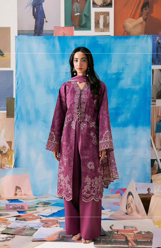 Zync by Florent Embroidered Lawn Unstitched 3 Piece Suit - FZ-6A - FL26NC - Purple - Summer Collection