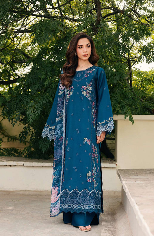Zync by Florent Embroidered Lawn Unstitched 3 Piece Suit - FZ-7B - FL26FCZ - Blue - Summer Collection