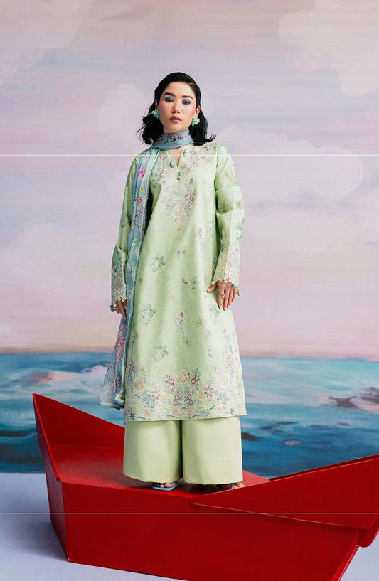 Zync by Florent Embroidered Lawn Unstitched 3 Piece Suit - FZ-8B - FL26NC - Green - Summer Collection