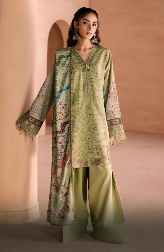 Zync by Florent Embroidered Viscose Unstitched 3 Piece Suit - 05 Nuri - FL26ZTY - Green - Winter Collection