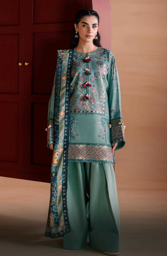 Zync by Florent Embroidered Viscose Unstitched 3 Piece Suit - 16 Inara - FL26ZTY - Green - Winter Collection
