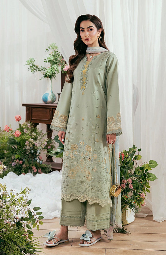 Zync by Florent Luxury Embroidered Lawn Unstitched 3 Piece Suit - FZ-8A - FL26NLX - Green - Summer Collection
