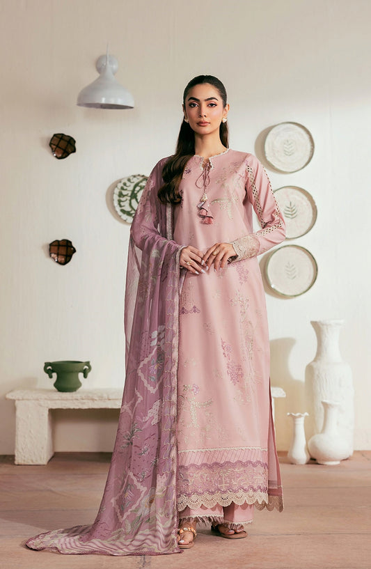 Zync by Florent Luxury Embroidered Lawn Unstitched 3 Piece Suit - FZ-6A - FL26NLX - Pink - Summer Collection