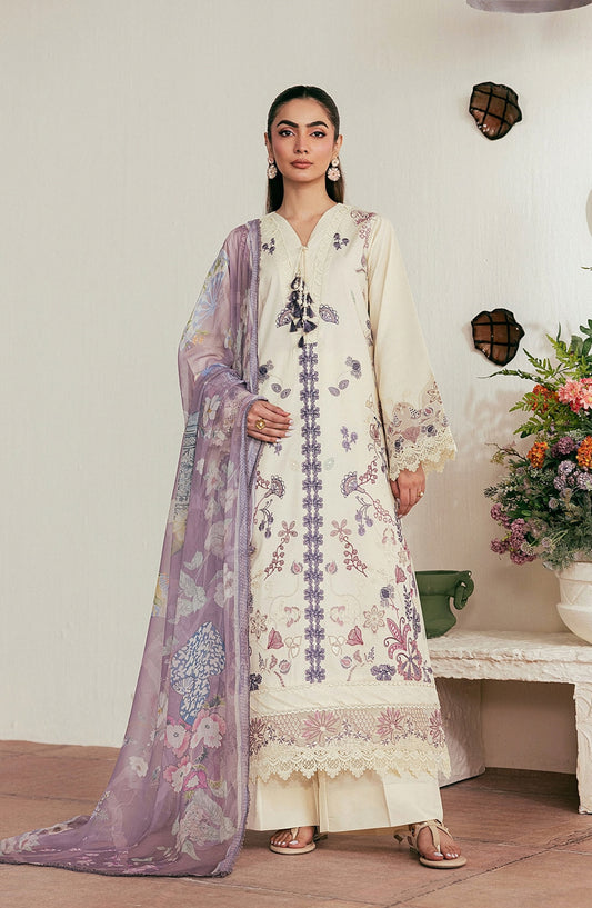 Zync by Florent Luxury Embroidered Lawn Unstitched 3 Piece Suit - FZ-5B - FL26NLX - Fawn - Summer Collection