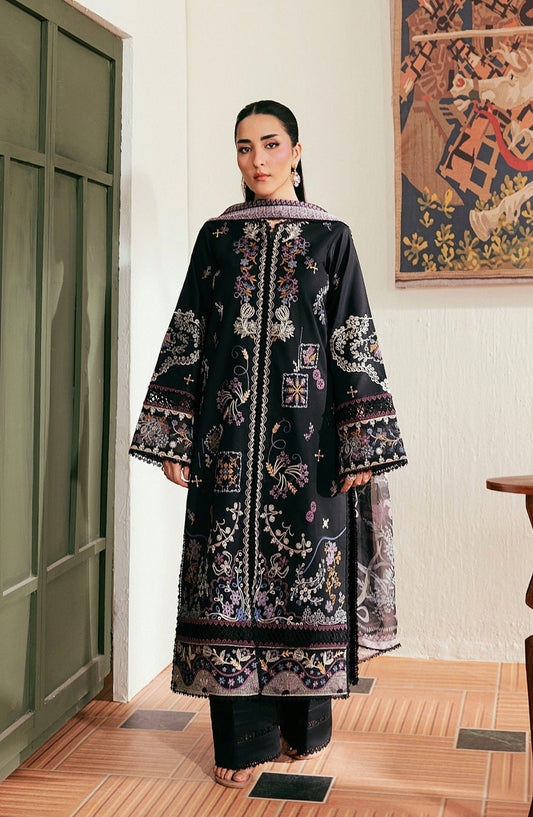 Zync by Florent Luxury Embroidered Lawn Unstitched 3 Piece Suit - FZ-3A - FL26NLX - Black - Summer Collection
