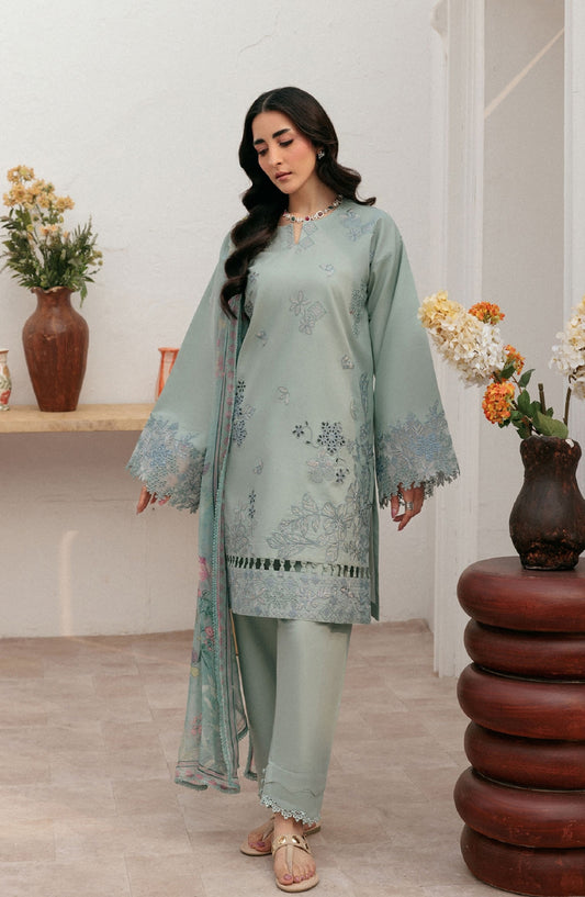 Zync by Florent Luxury Embroidered Lawn Unstitched 3 Piece Suit - FZ-2A - FL26ZN - Blue - Summer Collection