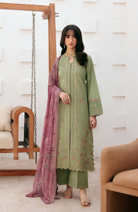 Zync by Florent Luxury Embroidered Lawn Unstitched 3 Piece Suit - FZ-6A - FL26ZN - Green - Summer Collection