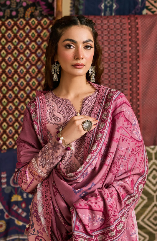 Zync by Florent Embroidered Khaddar Unstitched 3 Piece Suit - FL-9A - FL25ZKH - Pink - Winter Collection
