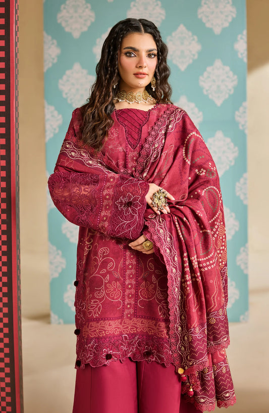 Zync by Florent Embroidered Khaddar Unstitched 3 Piece Suit - FL-8B - FL25ZKH - Pink - Winter Collection