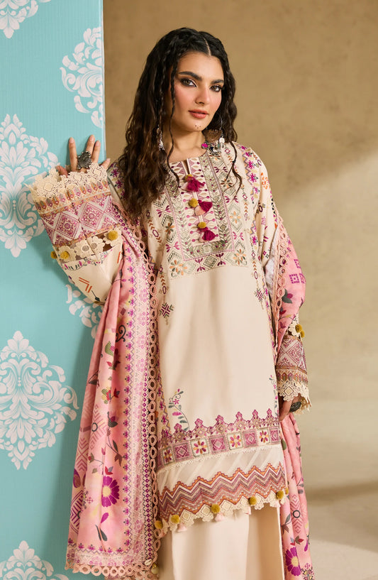 Zync by Florent Embroidered Khaddar Unstitched 3 Piece Suit - FL-7B - FL25ZKH - Fawn - Winter Collection