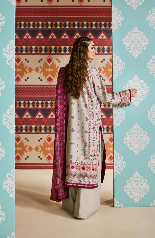 Zync by Florent Embroidered Khaddar Unstitched 3 Piece Suit - FL-7A - FL25ZKH - Grey - Winter Collection