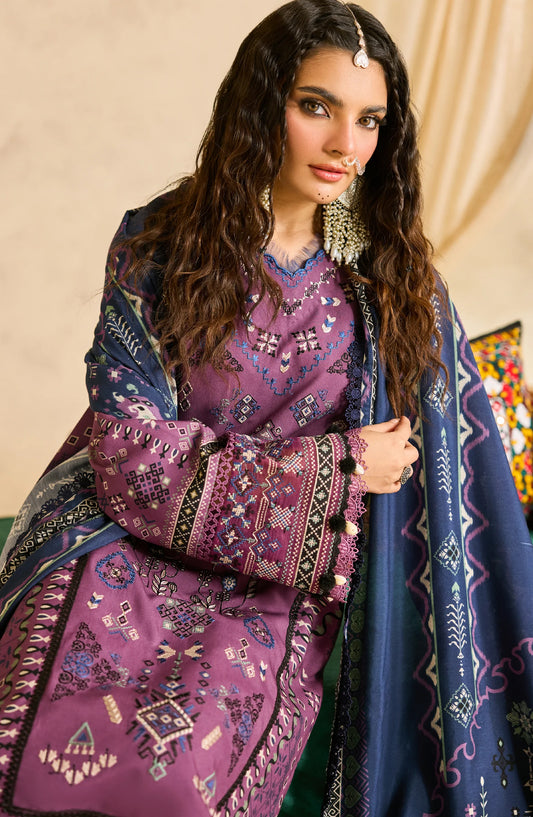 Zync by Florent Embroidered Khaddar Unstitched 3 Piece Suit - FL-5B - FL25ZKH - Purple - Winter Collection