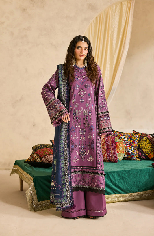 Zync by Florent Embroidered Khaddar Unstitched 3 Piece Suit - FL-5B - FL25ZKH - Purple - Winter Collection