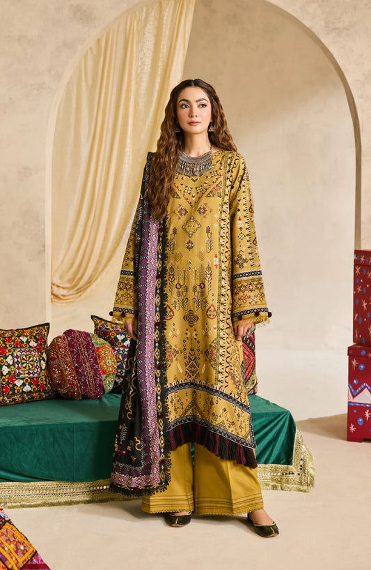 Zync by Florent Embroidered Khaddar Unstitched 3 Piece Suit - FL-5A - FL25ZKH - Dhani - Winter Collection