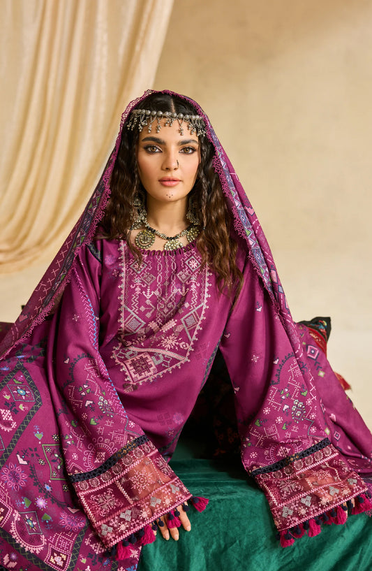 Zync by Florent Embroidered Khaddar Unstitched 3 Piece Suit - FL-4B - FL25ZKH - Purple - Winter Collection