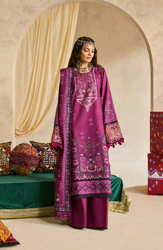 Zync by Florent Embroidered Khaddar Unstitched 3 Piece Suit - FL-4B - FL25ZKH - Purple - Winter Collection