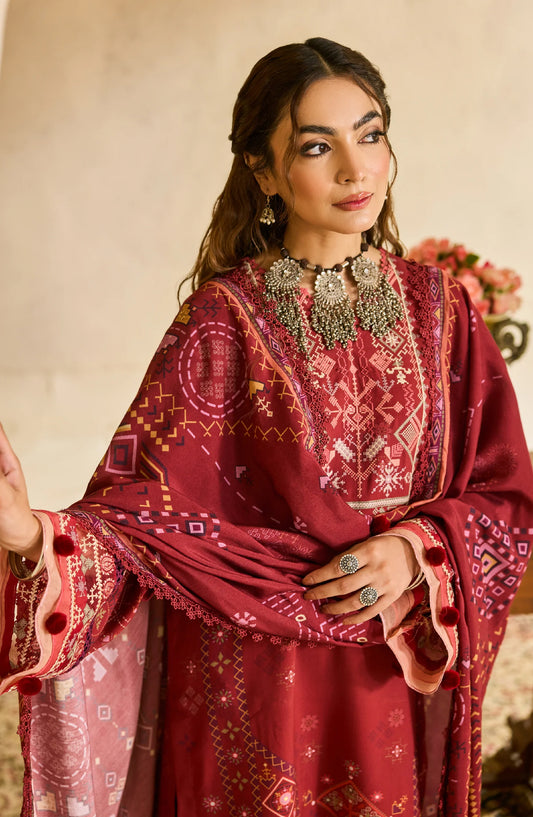 Zync by Florent Embroidered Khaddar Unstitched 3 Piece Suit - FL-4A - FL25ZKH - Maroon - Winter Collection