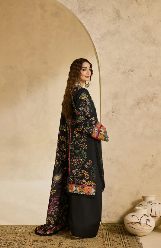 Zync by Florent Embroidered Khaddar Unstitched 3 Piece Suit - FL-2A - FL25ZKH - Black - Winter Collection