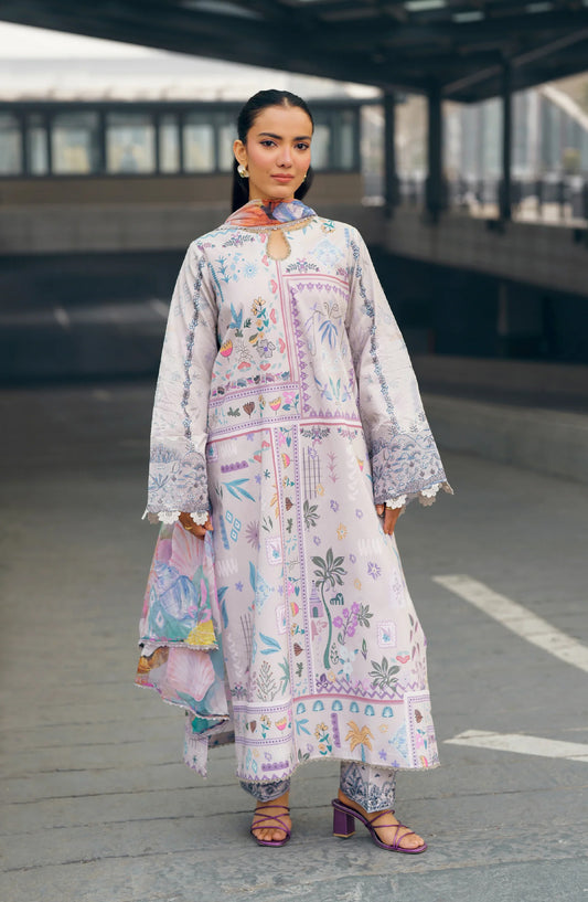 Zync by Florent Embroidered Lawn Unstitched 3 Piece Suit - FZ-9B - FL26SES - Grey - Summer Collection