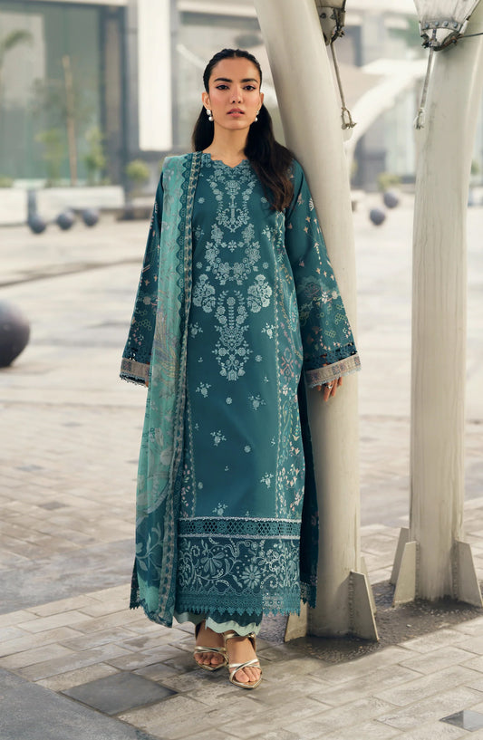 Zync by Florent Embroidered Lawn Unstitched 3 Piece Suit - FZ-8A - FL26SES - Teal - Summer Collection