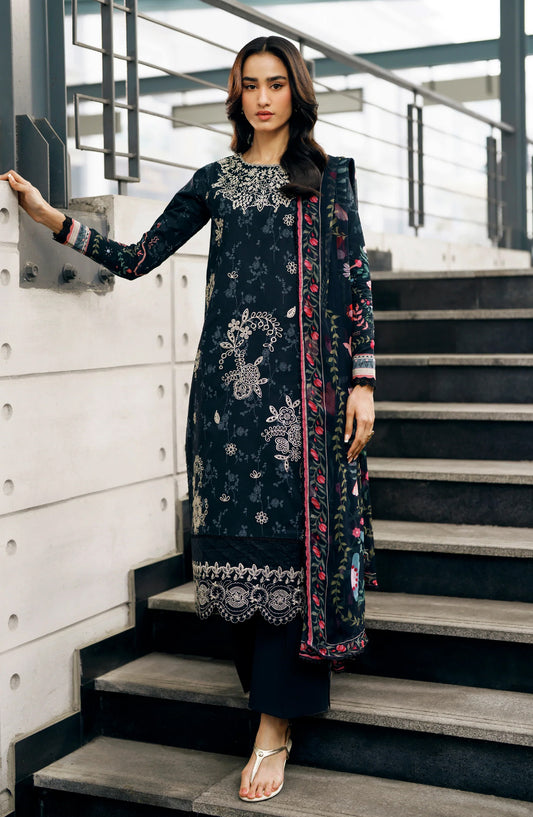 Zync by Florent Embroidered Lawn Unstitched 3 Piece Suit - FZ-1B - FL26SES - Black - Summer Collection