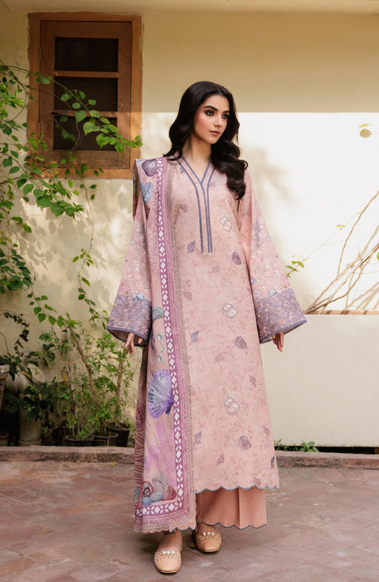 Zync by Florent Embroidered Winter Fabric Unstitched 3 Piece Suit - FL-4A - FL25WW - Pink - Winter Whispers Collection