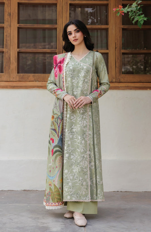 Zync by Florent Embroidered Winter Fabric Unstitched 3 Piece Suit - FL-6A - FL25WW - Green - Winter Whispers Collection