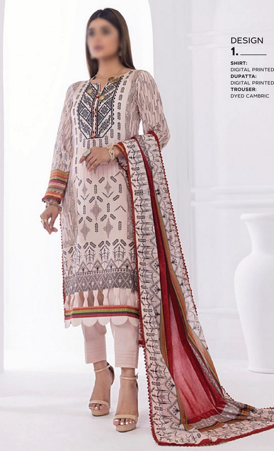 Design 01 ANUM DIGITAL PRINTED LAWN  Collection Vol 02