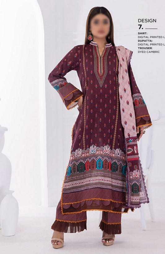 Design 07 ANUM DIGITAL PRINTED LAWN  Collection Vol 02