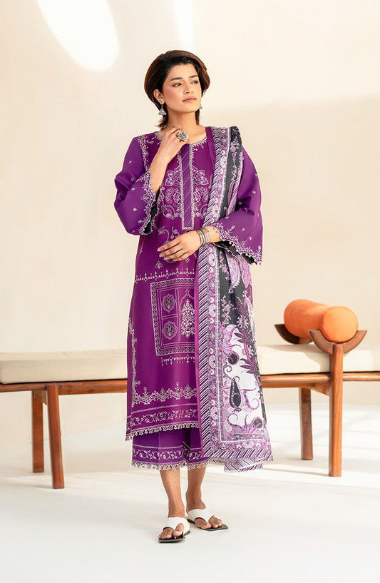 Aaina by bin Ilyas Embroidered Lawn Unstitched 3 Piece Suit - Article-85A - BL25AA - Purple - Summer Collection
