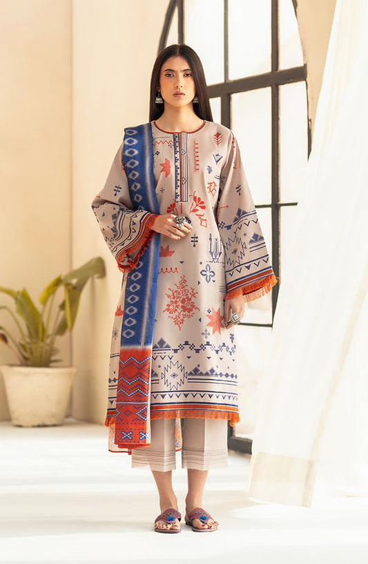 Aaina by bin Ilyas Embroidered Lawn Unstitched 3 Piece Suit - Article-81B - BL25AA - Grey - Summer Collection