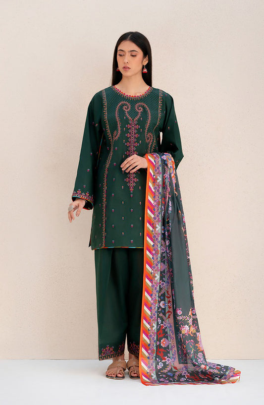 Aaina by bin Ilyas Embroidered Lawn Unstitched 3 Piece Suit - Article-82B - BL25AA - Green - Summer Collection