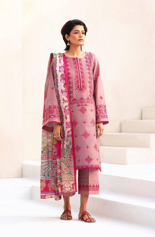 Aaina by bin Ilyas Embroidered Lawn Unstitched 3 Piece Suit - Article-83B - BL25AA - Pink - Summer Collection