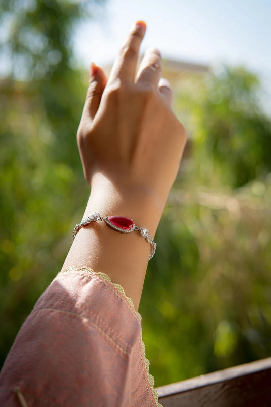ADJUSTABLE RUBY PEAR DROP BRACELET YKL Jewellers Bracelet Collection