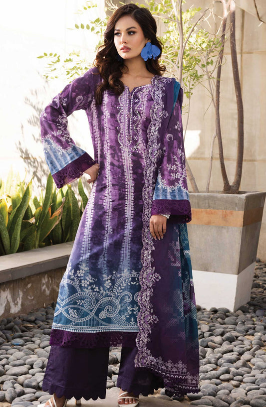 Afreen by Riaz Arts Embroidered Lawn Unstitched 3 Piece Suit - AF-162 - RA25AL - Purple - Summer Collection