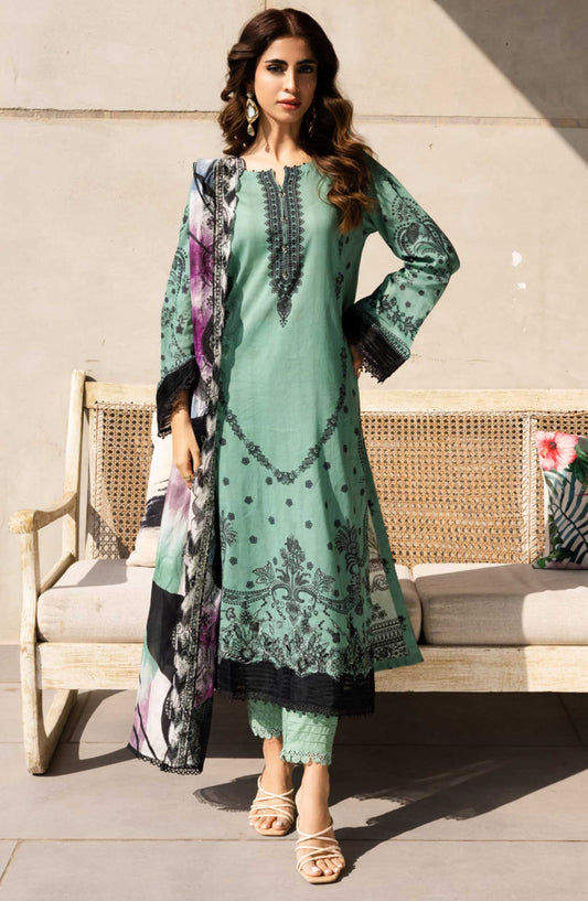 Afreen by Riaz Arts Embroidered Lawn Unstitched 3 Piece Suit - AF-165 - RA25AL - Sea Green - Summer Collection