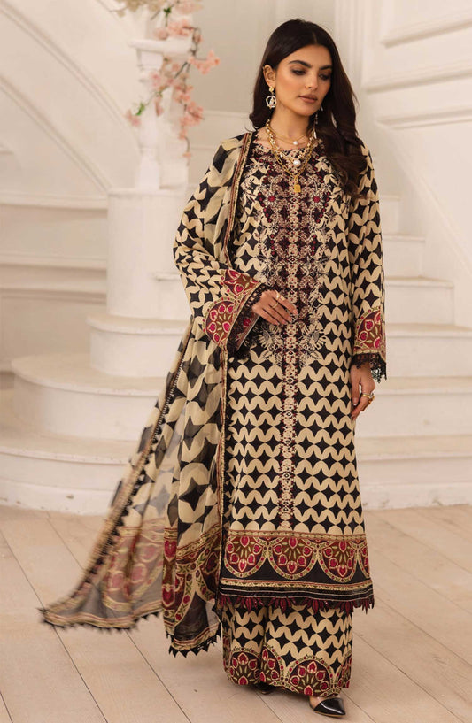 Aafreen by Riaz Arts Embroidered Lawn Unstitched 3 Piece Suit - AF-191 - RA25ALC - Beige - Summer Collection