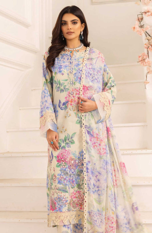 Aafreen by Riaz Arts Embroidered Lawn Unstitched 3 Piece Suit - AF-192 - RA25ALC - Cream - Summer Collection