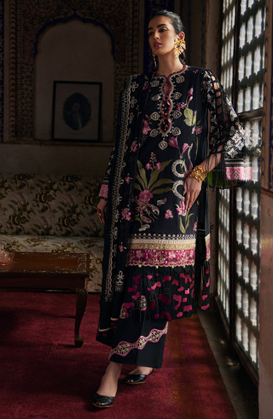 Elan Embroidered Lawn Unstitched 3 Piece Suit - D-04 A - EL25ULL - Black - Summer Collection