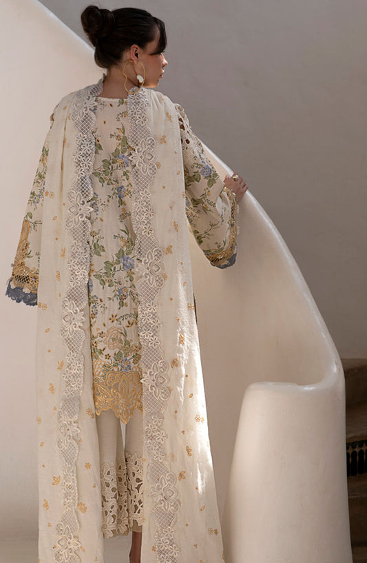 AJR Embroidered Lawn Unstitched 3 Piece Suit - AJR-PK-02 Maze - AJR25PK - Off White - Summer Collection