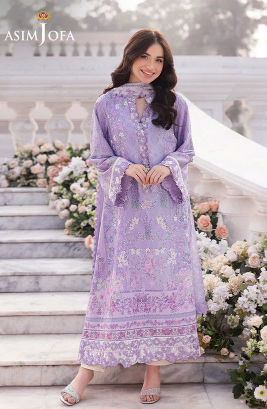 Charmeuse by Asim Jofa Embroidered Silk Unstitched 3 Piece - AJRS-01 - AJ25C - Purple - Festive Collection
